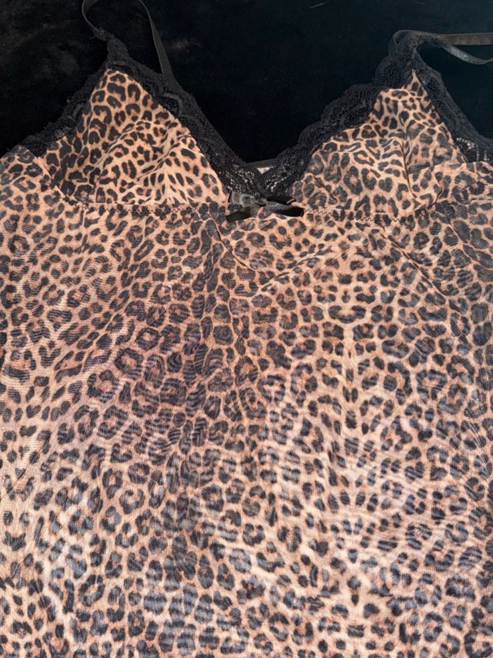 Amazon Leopard Print Lace-Trim Chemise in Brown and Black
